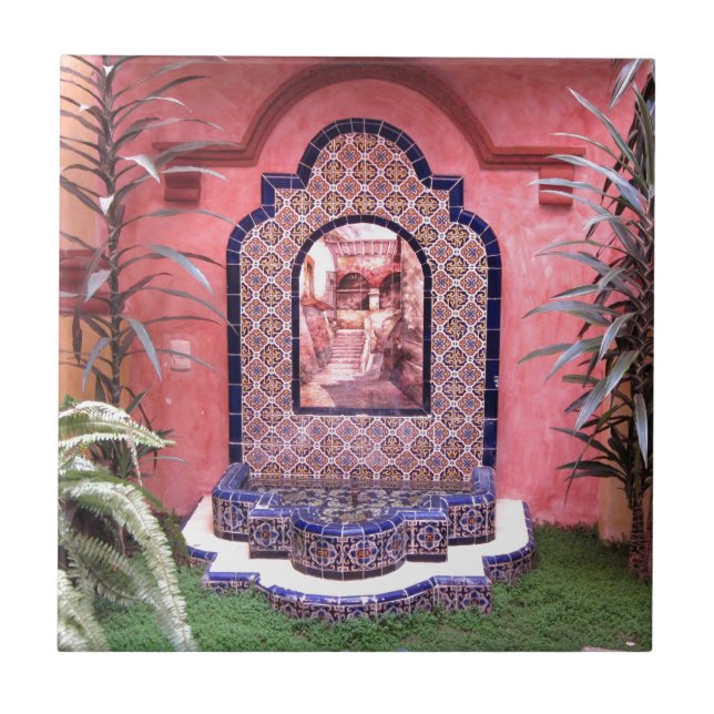 Mexikanen belägger med tegel fontänen kakelplatta (Framsidan)