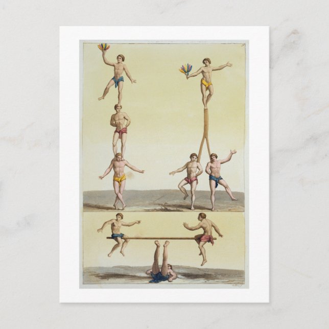 Mexikaner Performing Gymnastics (färg litho) Vykort (Framsida)