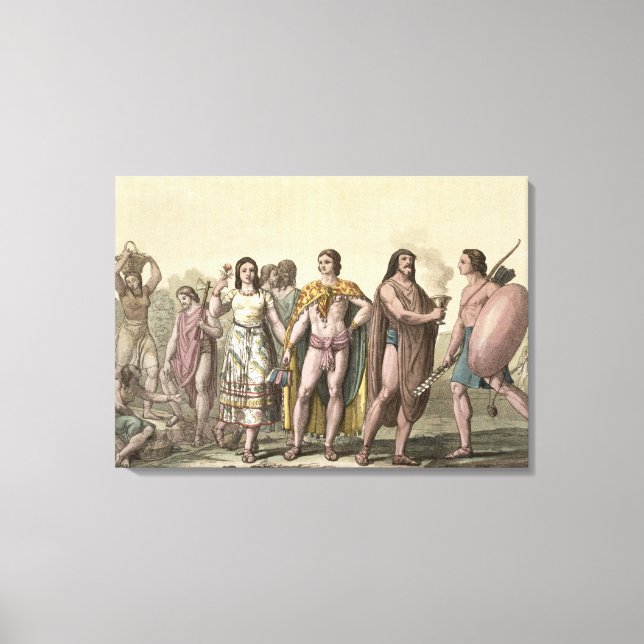 Mexikanernas kostymer (färg-gravering) canvastryck (Framsida)