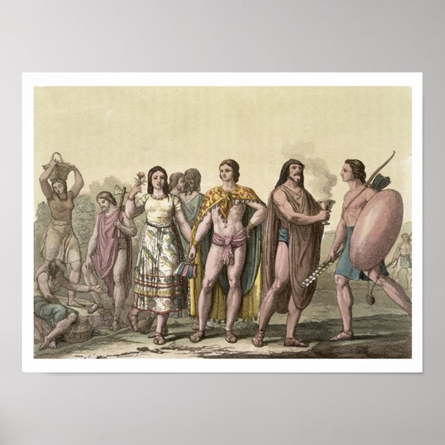 Mexikanernas kostymer (färg-gravering) poster (Framsidan)