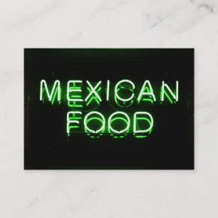MEXIKANISKT LIVSMEDEL - Grönt Neon-tecken Visitkort