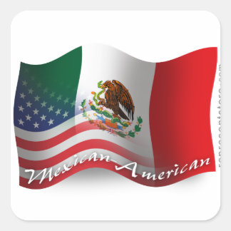 Mexikansk-amerikansk Wave-Flagga Fyrkantigt Klistermärke