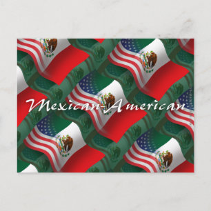 Mexikansk-amerikansk Wave-Flagga Vykort
