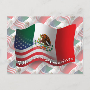 Mexikansk-amerikansk Wave-Flagga Vykort