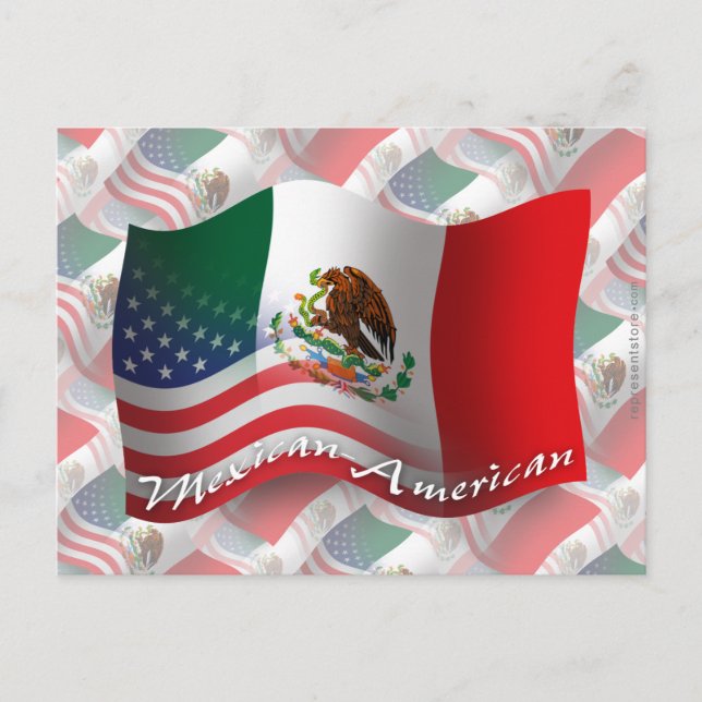 Mexikansk-amerikansk Wave-Flagga Vykort (Framsida)