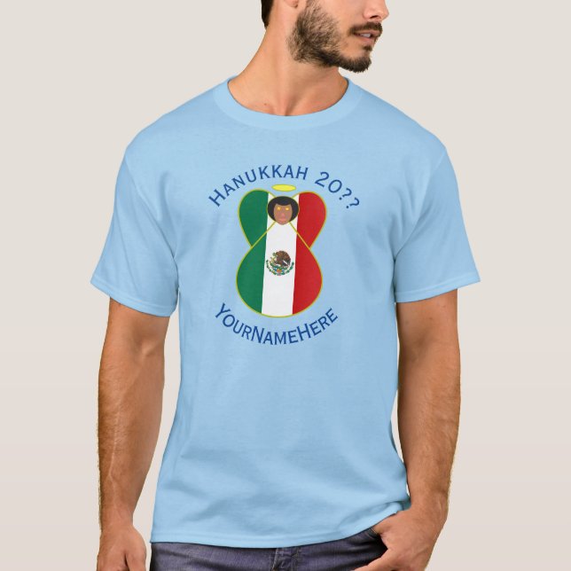 Mexikansk ängel Hanukkah Flagga Personlig Herr  T Shirt (Framsida)