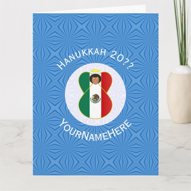 Mexikansk Angel Hanukkah Flagga Personlig Kort (Framsida)