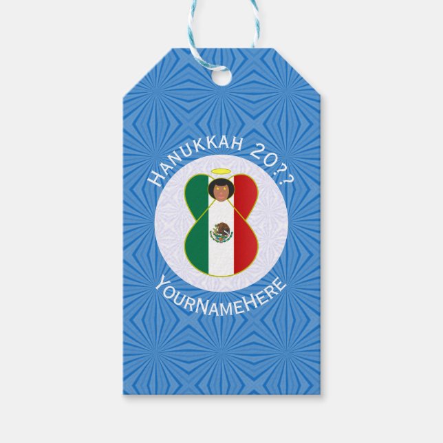 Mexikansk ängel Hanukkah Flagga Personlig  Presentetikett (Framsidan)