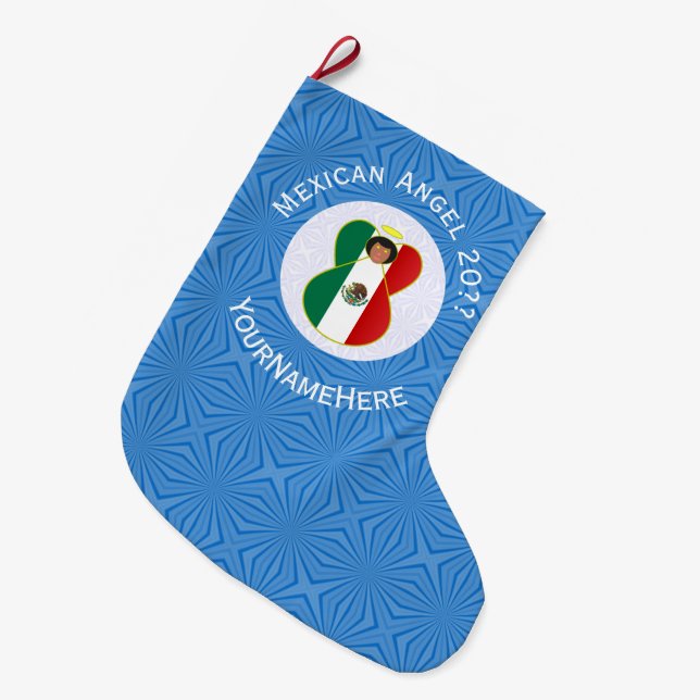 Mexikansk Angel Hanukkah Flagga Personlig Stor Julstrumpa (Framsidan (Hängande))