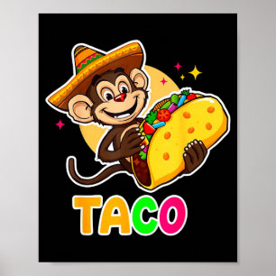 Mexikansk apa sombrero taco el squatcho kul cinco poster