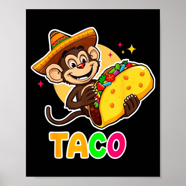Mexikansk apa sombrero taco el squatcho kul cinco poster (Framsidan)