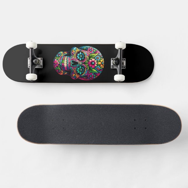 Mexikansk Art Skull Mini Skateboard Bräda 18,5 Cm (Horz)