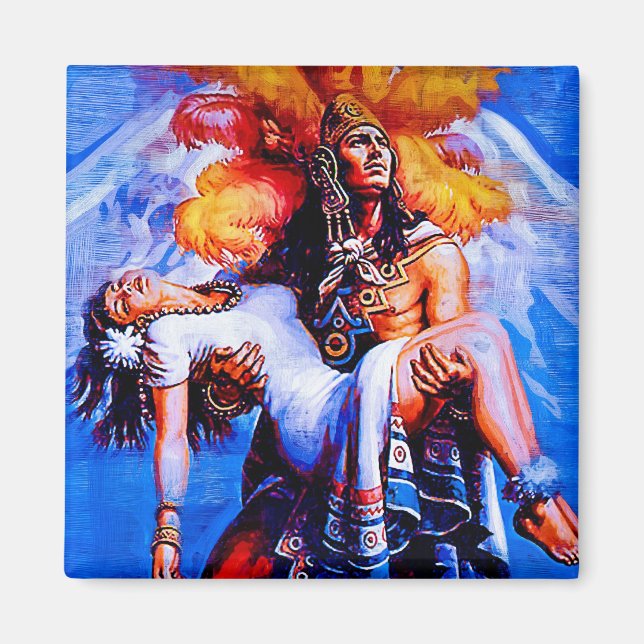 Mexikansk aztec Legend Iztaccihuatl Popocatepetl Magnet (Framsidan)