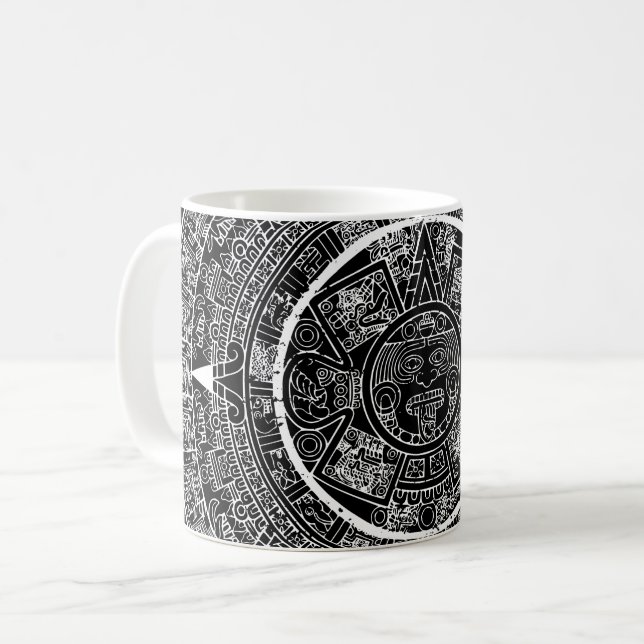 Mexikansk aztec Sol Stone Mayan Calendar 3 Kaffemugg (Framsida vänster)