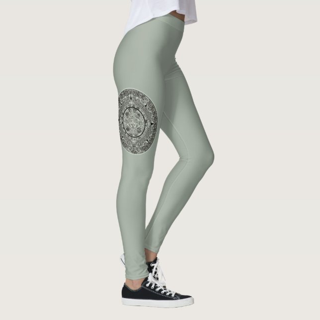 Mexikansk Aztekisk Solsten Mayakalender 1 Leggings (Höger)