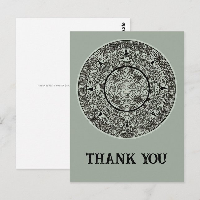 Mexikansk Aztekisk Solsten Mayakalender 1 Vykort (Fram/baksida)