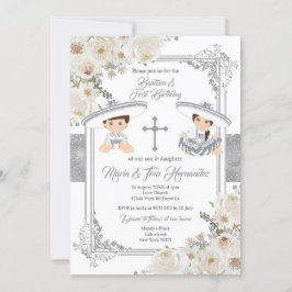 Mexikansk baptism i silver och födelsedagseftermid inbjudningar