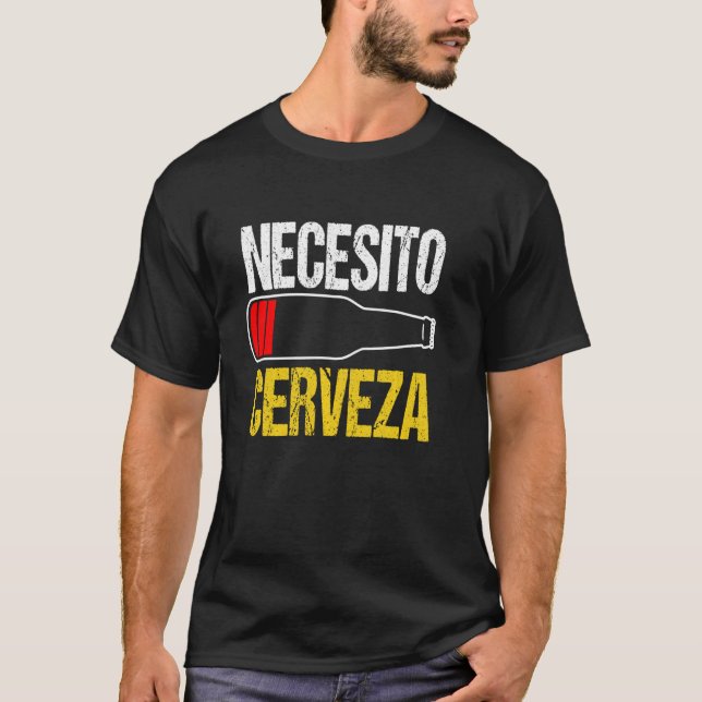 Mexikansk Beer Necesito Cerveza Coola Ord T Shirt (Framsida)