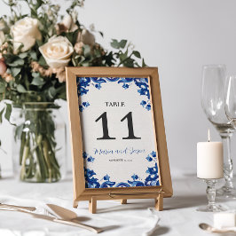 Mexikansk blå Blommigt Elegant Fiesta Bröllop Bordsnummer