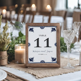 Mexikansk blå Blommigt Otomi Simple Fiesta Bröllop Bordsnummer
