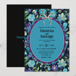 Mexikansk blå bröllopsinbjudan inbjudningar