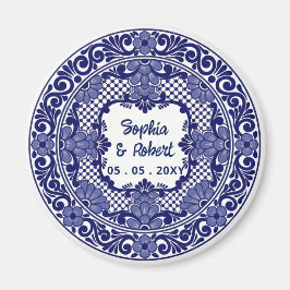 Mexikansk blå Talavera bröllop Magnet