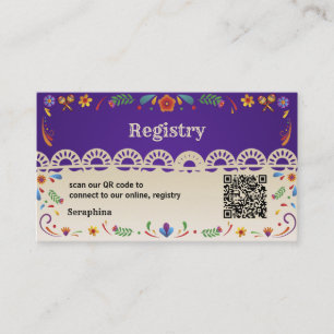 Mexikansk Blommig QR-kod Bröllopsdusch Presentkort Visitkort