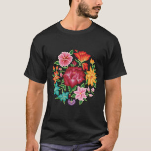 Mexikansk Blommigt Bouquet (svart bakgrund) T Shirt