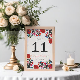 Mexikansk Blommigt Elegant Färgfull Fiesta Bröllop Bordsnummer