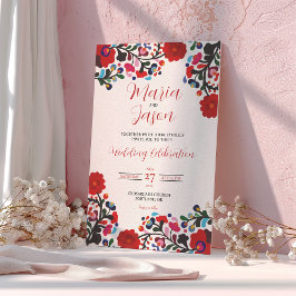 Mexikansk Blommigt Elegant Färgfull Fiesta Bröllop Inbjudningar