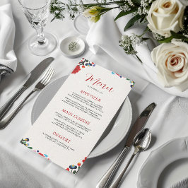Mexikansk Blommigt Elegant Färgfull Fiesta Bröllop Meny
