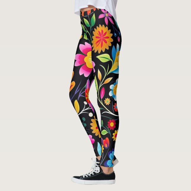 Mexikansk Blommigt Fiesta Leggings (Vänster)