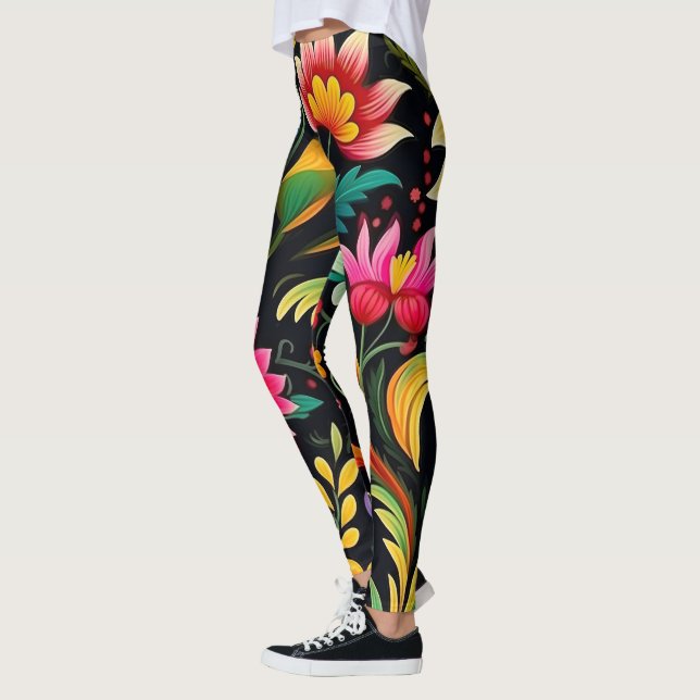 Mexikansk Blommigt Fiesta Leggings (Vänster)