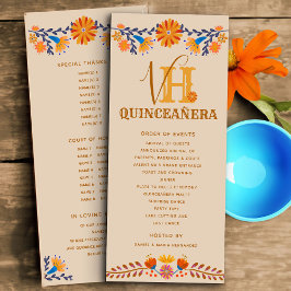 Mexikansk Blommigt Monogrammed Western Quinceanera Program