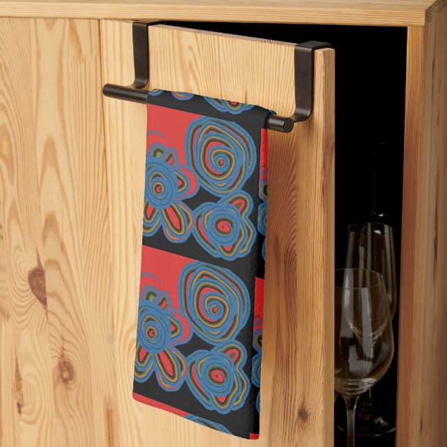 Mexikansk Blommigt Swirl Design Kökshandduk (Thirds Fold)