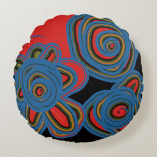 Mexikansk Blommigt Swirl Design Rund Kudde