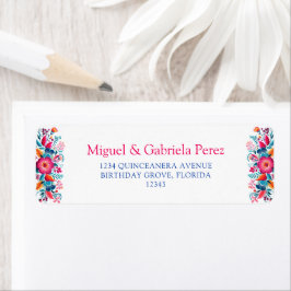 Mexikansk blomster-quinceanera-återvändande adress returadress etikett
