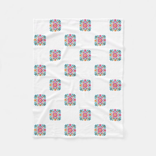 Mexikansk blomsterpatchwork filt (Framsidan)