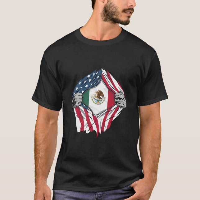 Mexikansk Blood Inside Me Shirt Mexico Flagga T (Framsida)