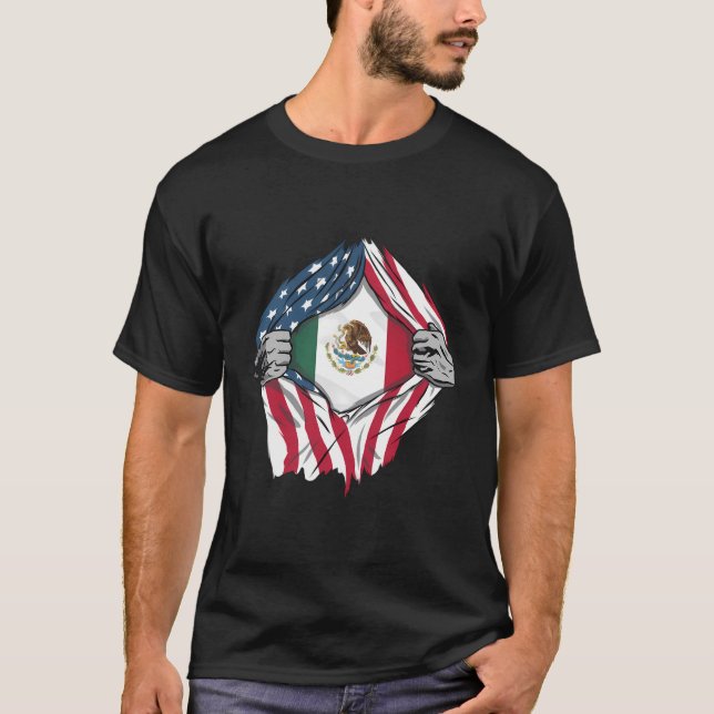 Mexikansk Blood Inside Me Shirt Mexico Flagga T (Framsida)