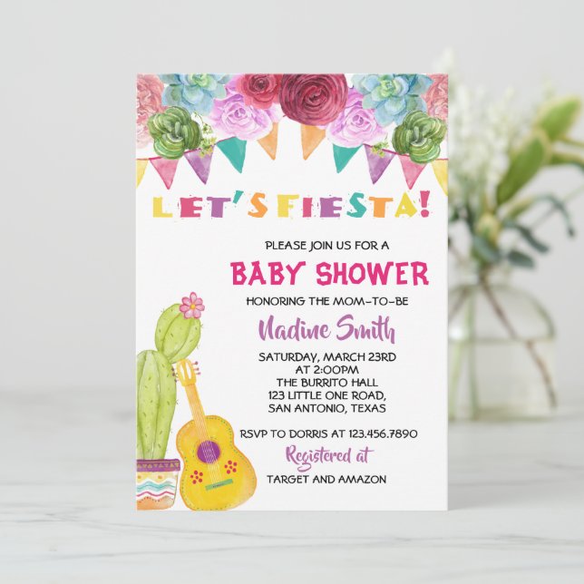 Mexikansk Boho Fiesta Bebis Shower Inbjudan (Stående Fram)