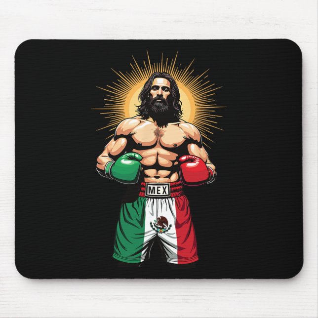 Mexikansk boxing Jesus Kristus Mex Boxing Kort Musmatta (Framsidan)