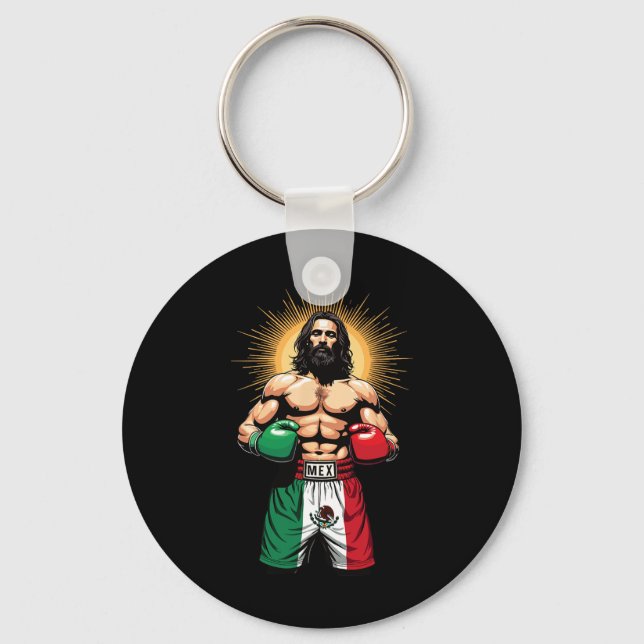 Mexikansk boxing Jesus Kristus Mex Boxing Kort Nyckelring (Framsida)