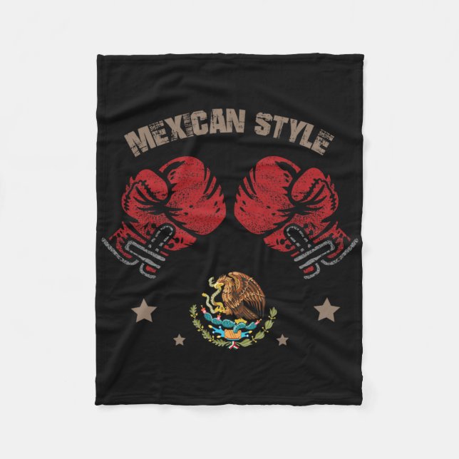 Mexikansk boxing Stil Mexiko Flagga Mexico Boxing  Fleecefilt (Framsidan)