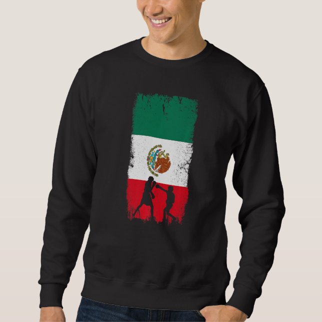 Mexikansk boxningsdesign Mexikos flagga Lång Ärmad Tröja (Framsida)