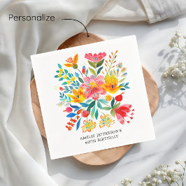 Mexikansk Bright-Blommigt Fiesta Birthday Pappersservett