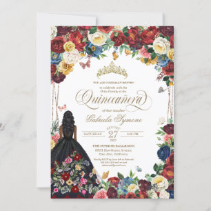 Mexikansk broderiy Butterfly Blommigt Quinceanera Inbjudningar