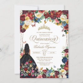 Mexikansk broderiy Butterfly Blommigt quinceanera  Inbjudningar