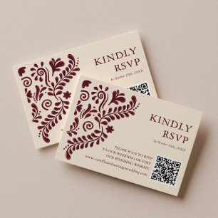 Mexikansk Burgundy Bröllops QR-kod OSA Kort