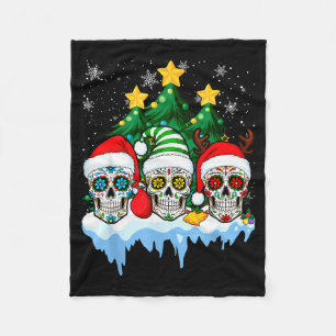 Mexikansk Calavera Santa Blomma Socker Skalle Jul Fleecefilt